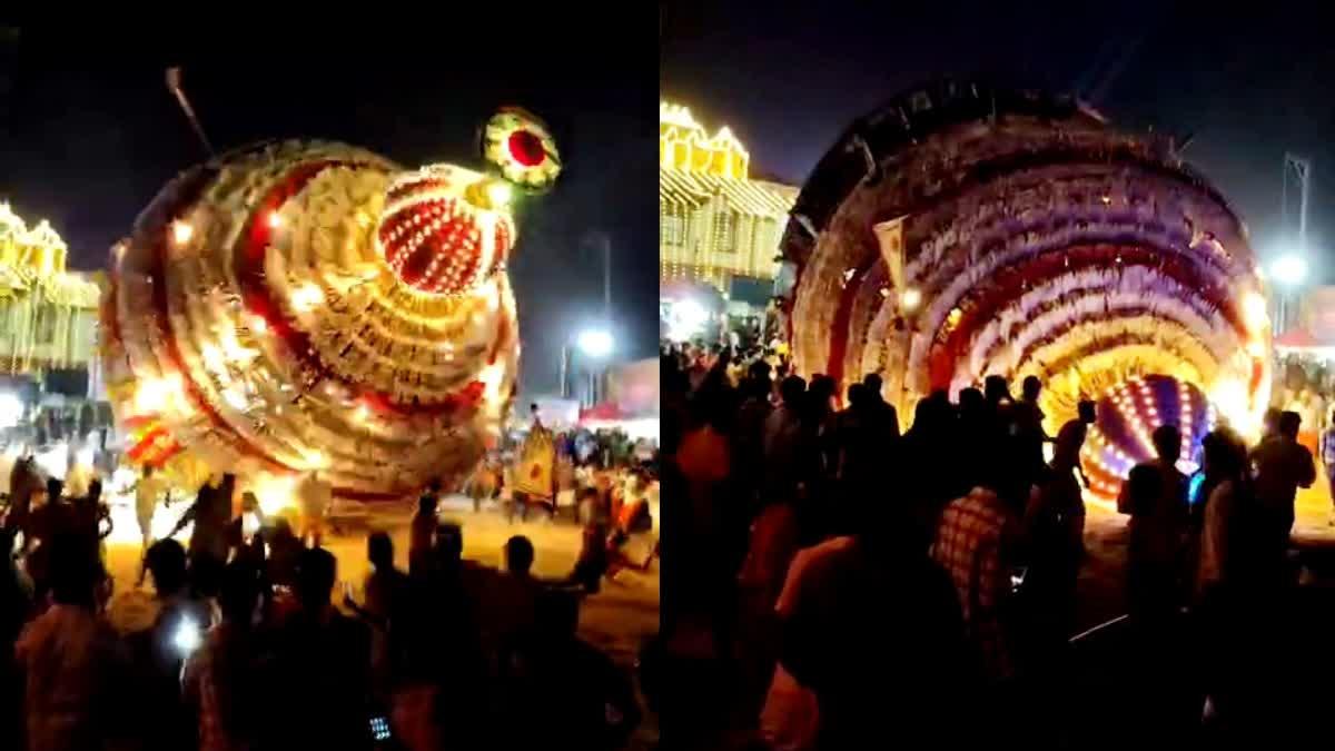 منگلورو کے قریب مُلکی میں اتسوا کے دوران رتھ ٹوٹ کر گرا