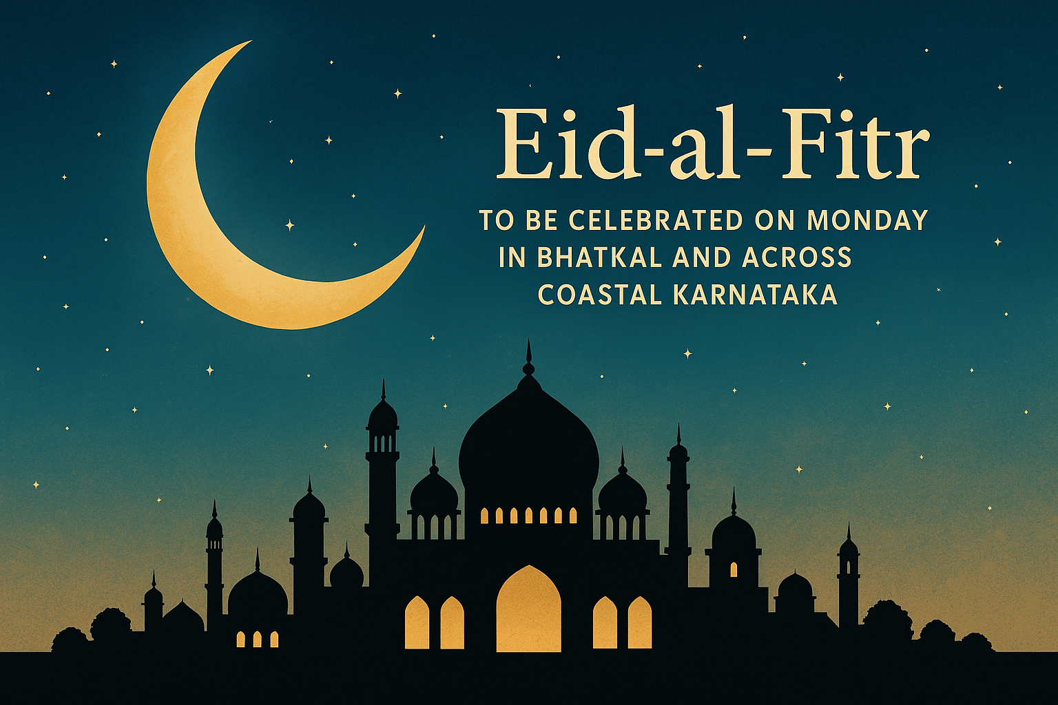 چاند نظر آگیا، بھٹکل اور کرناٹک سمیت پورے ہندوستان میں پیر کو منائی جائے گی عید