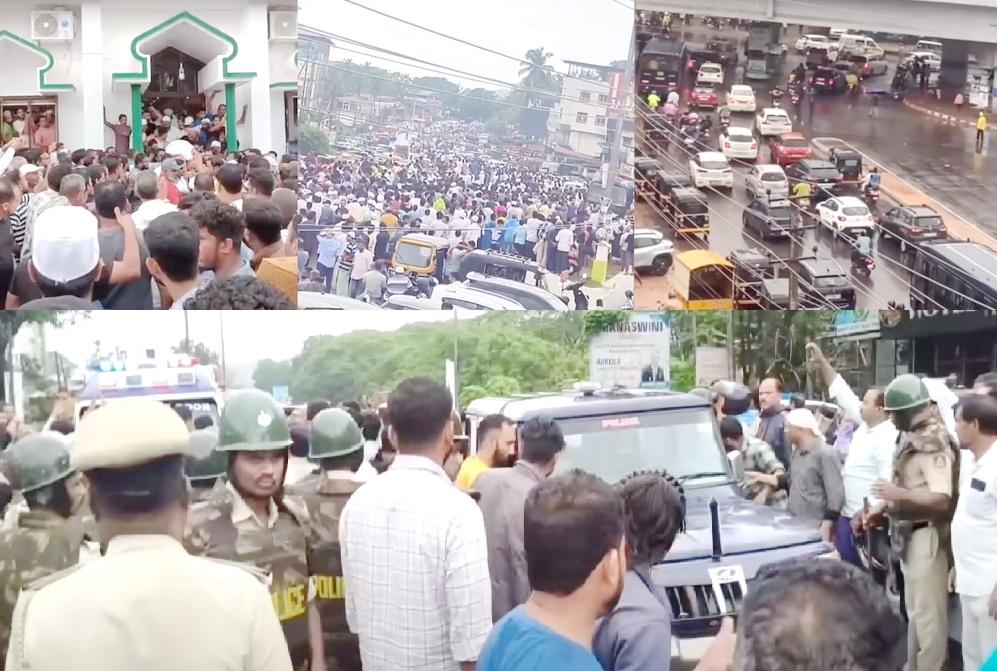 مینگلور کے قریب بنٹوال میں تلوار کے حملے میں نوجوان کی ہلاکت کے بعد  ضلع بھر میں کشیدگی؛ ہزاروں کی موجودگی میں تدفین