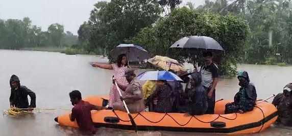 اڈپی ضلع میں زبردست بارش کی وجہ سے سیلابی کیفیت - کاپ میں 24 افراد کو بچا لیا گیا