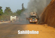 Accidental fire turns truck into ashes on Kumta NH 66
