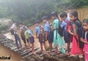 سداپور میں جان خطرے میں ڈال کر نالہ پار کرنے کی تصاویر سوشیل میڈیا پر وائرل : نویدیت آلوا  نے کیا پیدل راستہ تعمیر کرنےمیں تعاون