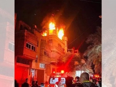 21 dead including seven children in a terrible fire in an apartment in Palestine